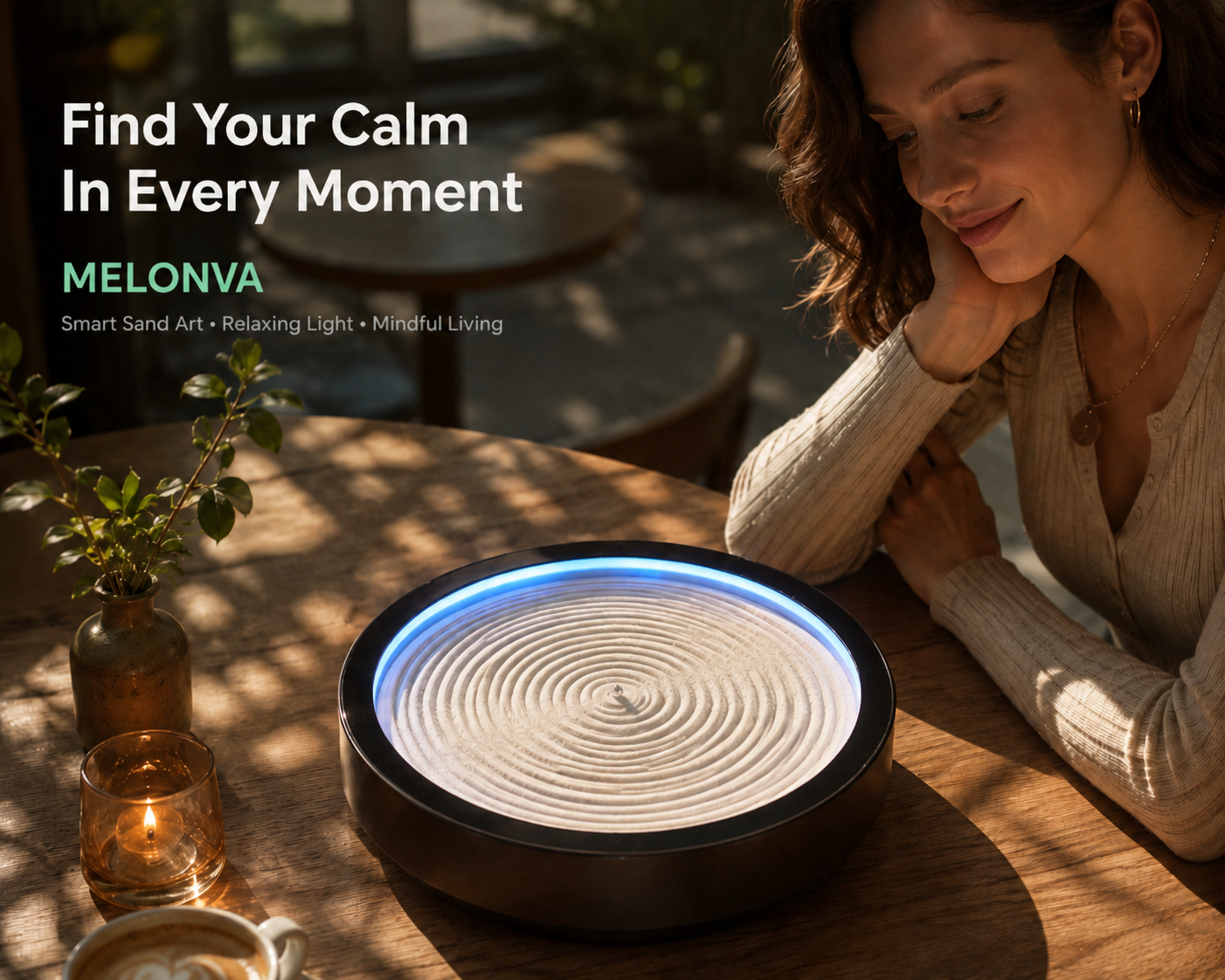 MELONVA kinetic sand art device in a warm home moment